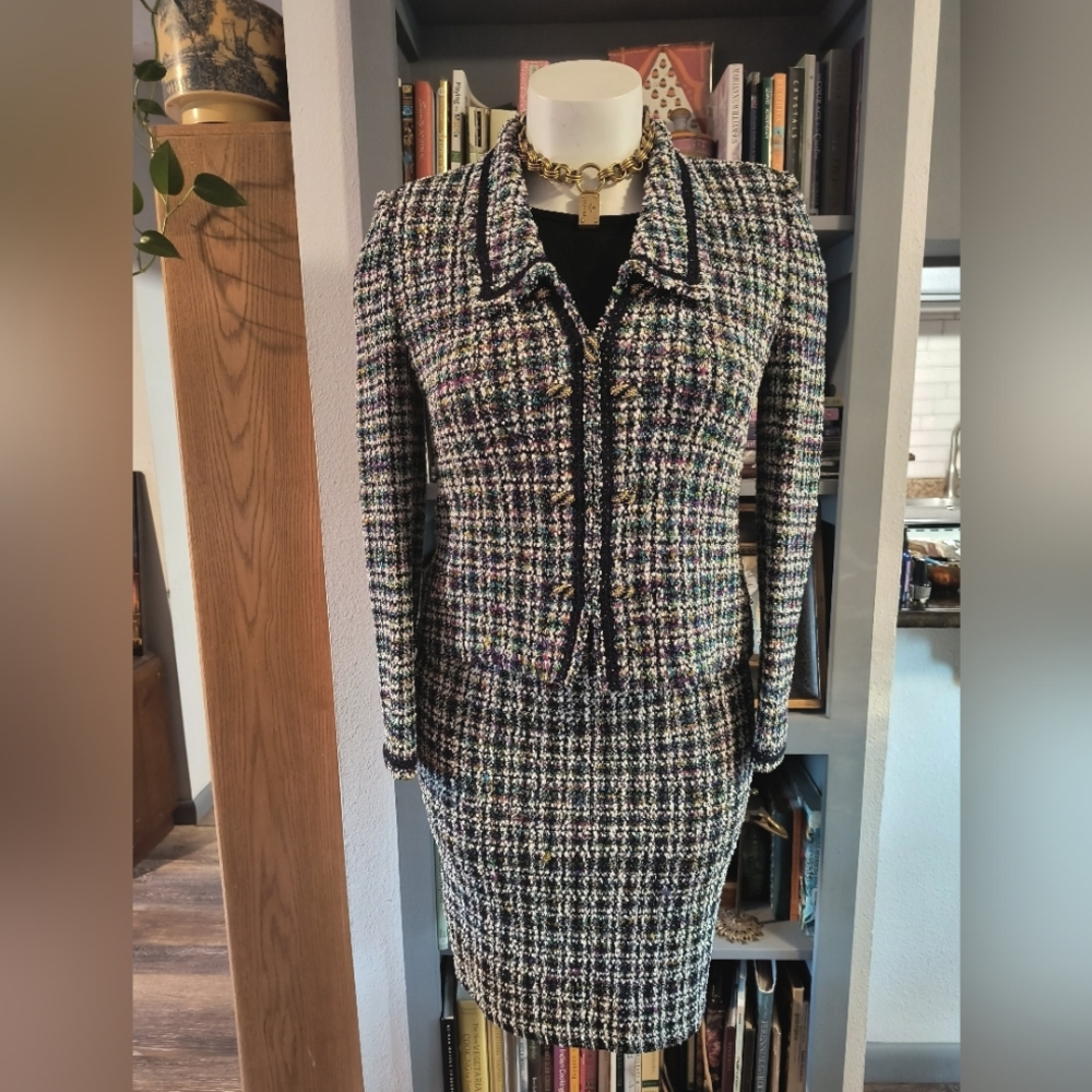 ST. JOHN Couture by Marie Gray Multicolor Boucle Jacket & Skirt Set Size 12